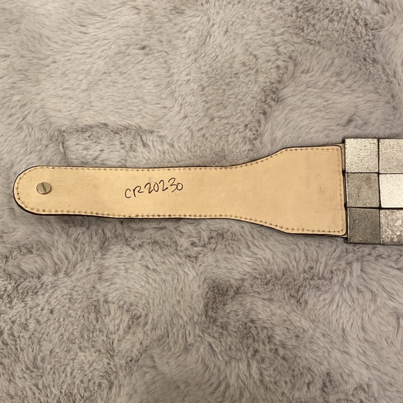 Vintage Rubik IceCube glass Mirror Suede Leather Wide statement belt Y2K RARE - Picture 6 of 14